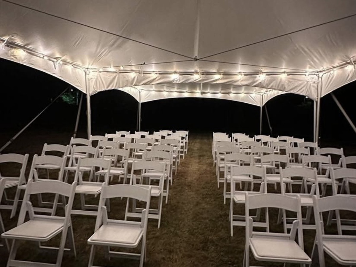 White resin folding chairs
